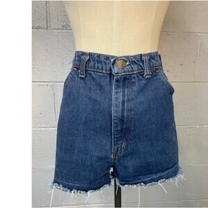 Vintage 70s Cut Off Jean Shorts Thumbs Up High Rise Frayed Short Shorts 36 Waist